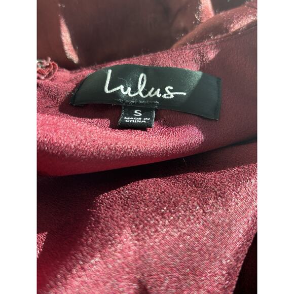 Lulu’s Faux Wrap Dress Burgandy NWT Small Bridal Shower Baby Shower Garden Party - Picture 9 of 9